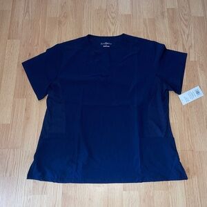NWT Scrubletics Navy Blue Short Sleeve Wrinkle Resistant Sporty Soft Top Size 2X
